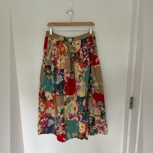 Floral Patchwork Midi Skirt